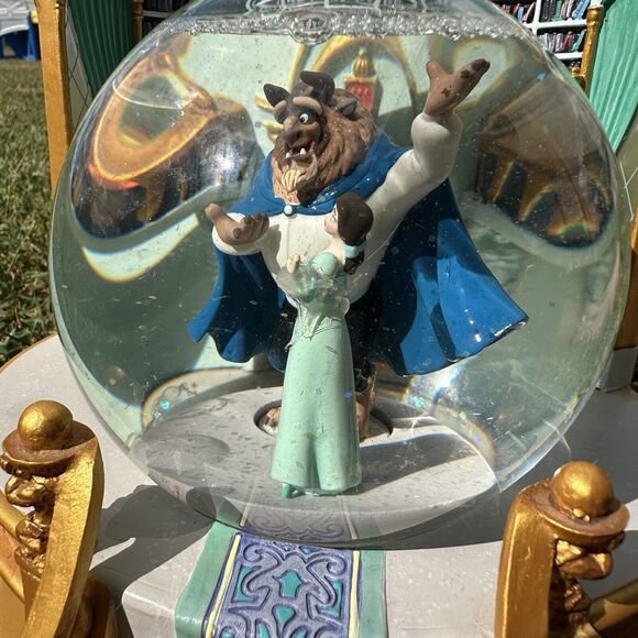 Rare 1991 Beauty and the Beast Snow Globe Library with Working‎ Music Box - Picture 5 of 12